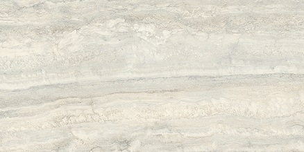 Fliese glamouröse Travertin-Steinoptik hellgrau glänzend 60x120 cm "Invictus Pearl Krystal" rektifiziert