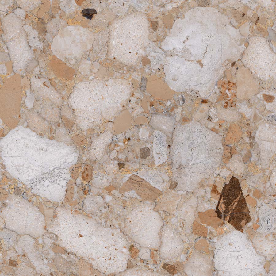 Fliese Terrazzo-Steinoptik beige glänzend 60x60 cm "Veni Gold" rektifiziert