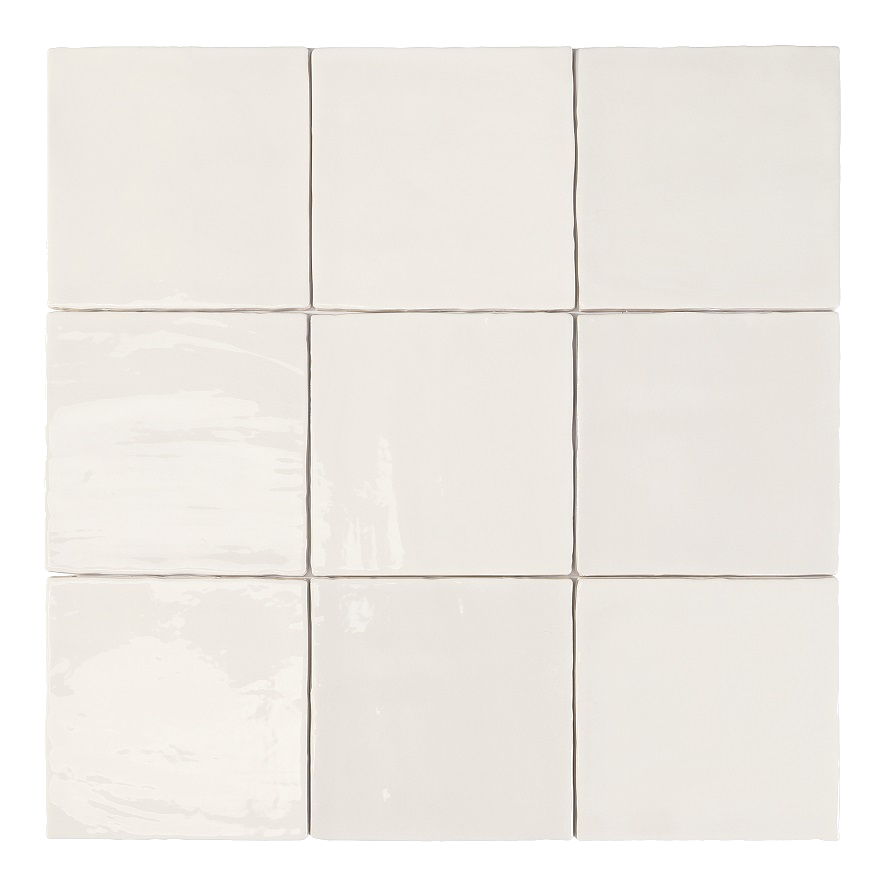Zellige Wandfliese 15x15 cm "Marrakesh Glow Blanco" weiß glänzend