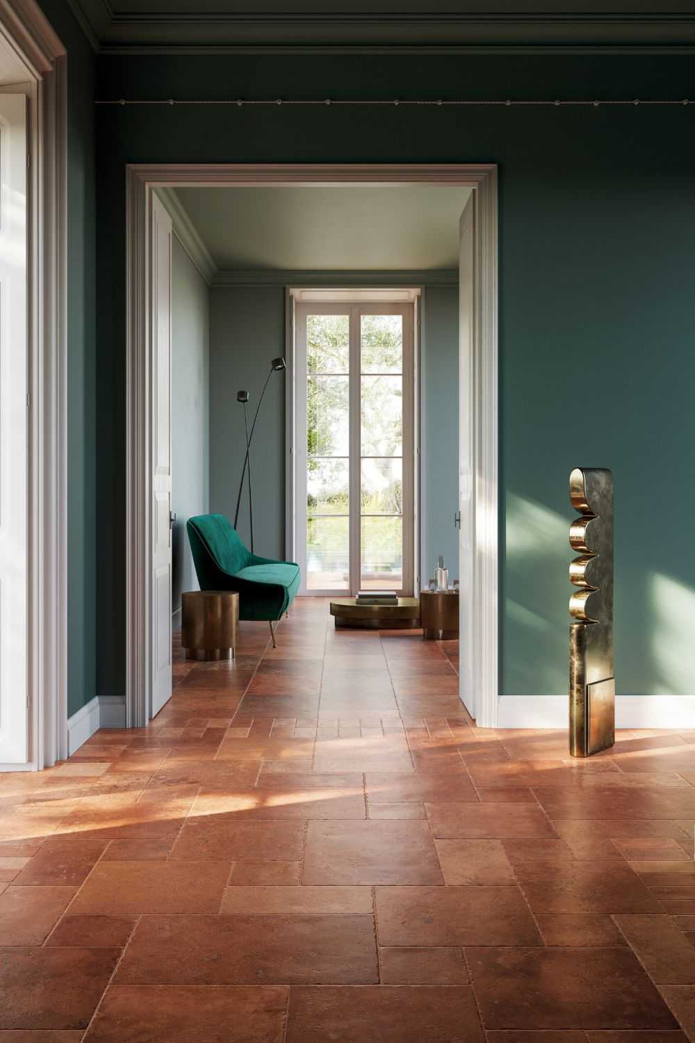 Fliese Römischer Verband Steinoptik Terracotta Multiformat-Modul "Cotto Del Campiano Rosso Siena"