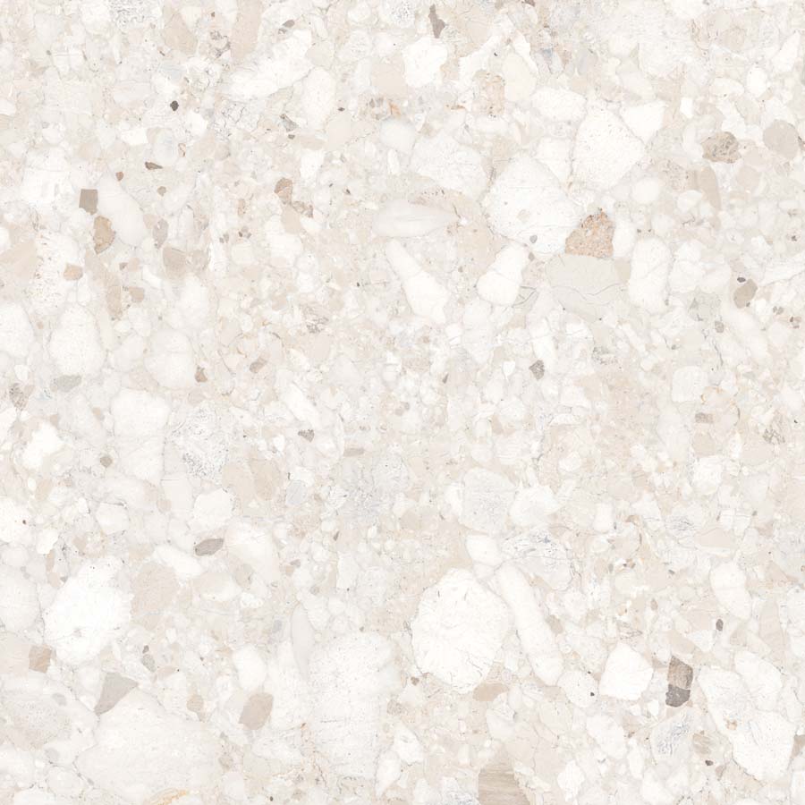 Fliese Terrazzo-Steinoptik creme matt 120x120 cm "Veni Ivory" rektifiziert
