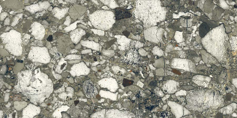 Fliese Terrazzo-Steinoptik grün glänzend 60x120 cm "Veni Emerald" rektifiziert