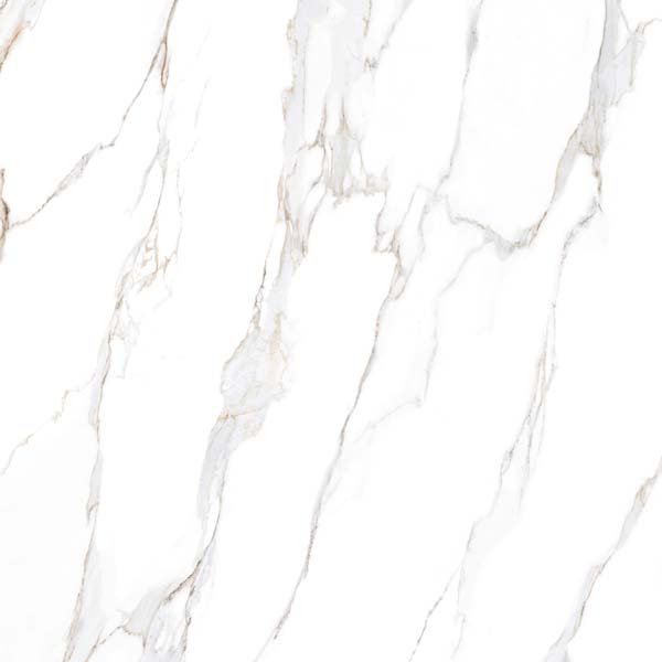 Fliese Marmoroptik weiß gold 120x120 cm marmoriert "Aurora Gold" glänzend rektifiziert