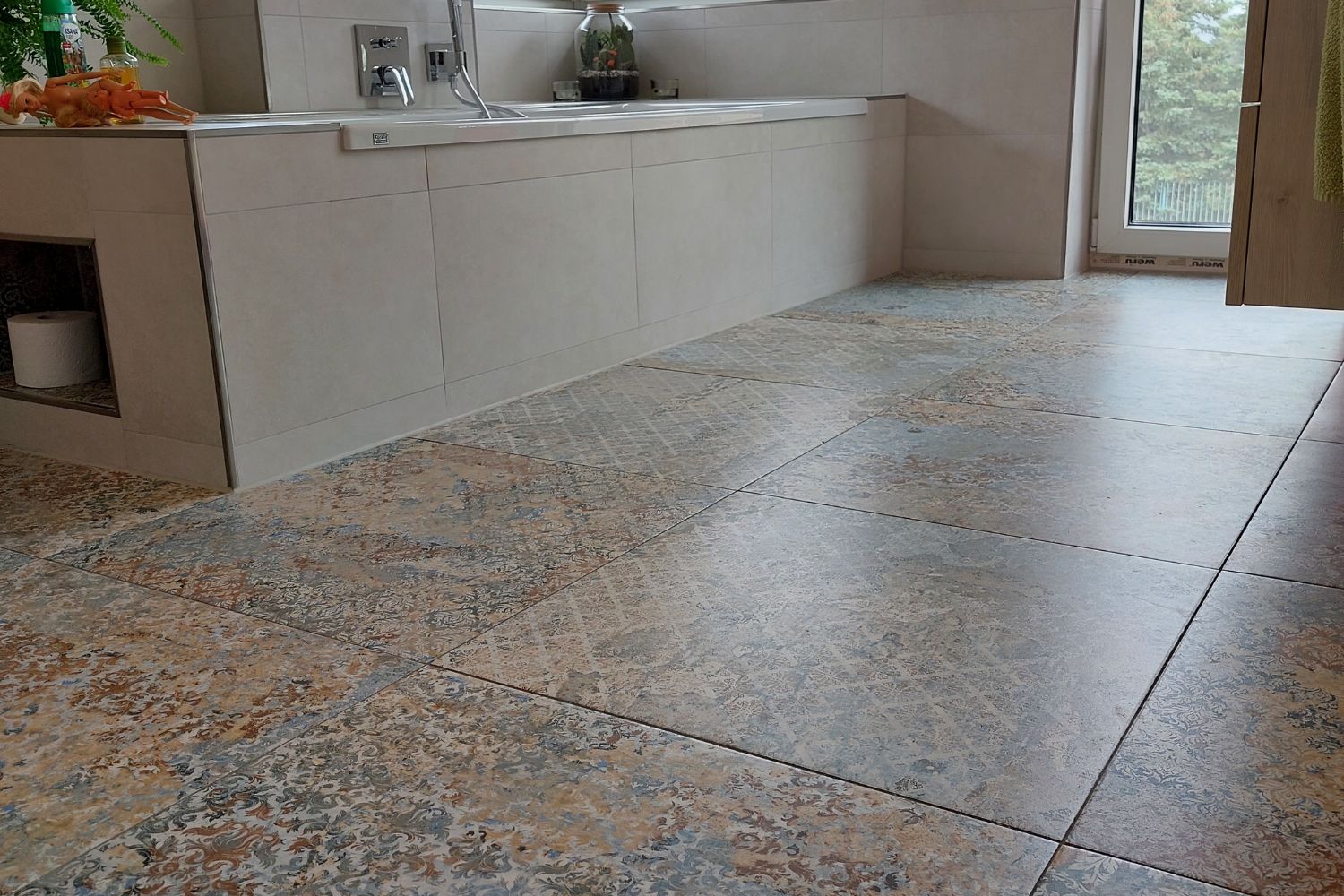 Fliese Ornamente Vintage Teppichoptik "Carpet Vestige natural" auch bekannt als Caresanablot