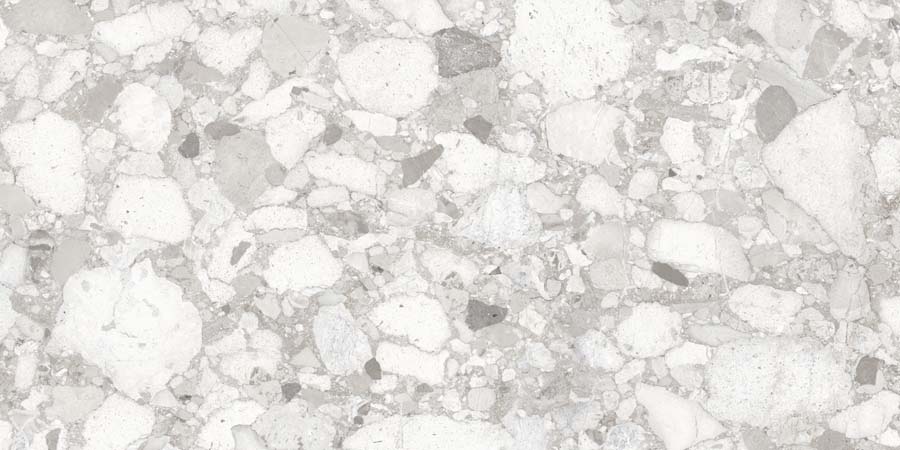 Terrassenplatte Terrazzo-Steinoptik hellgrau 60x120 cm "Venistone Pearl" rektifiziert 2 cm