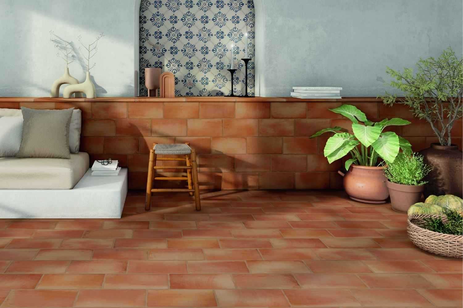 Fliese Terracotta-Steinoptik rustikale Kante "Cotto Rustico Antic" Feinsteinzeug (Farbmischung nach Zufallsprinzip)