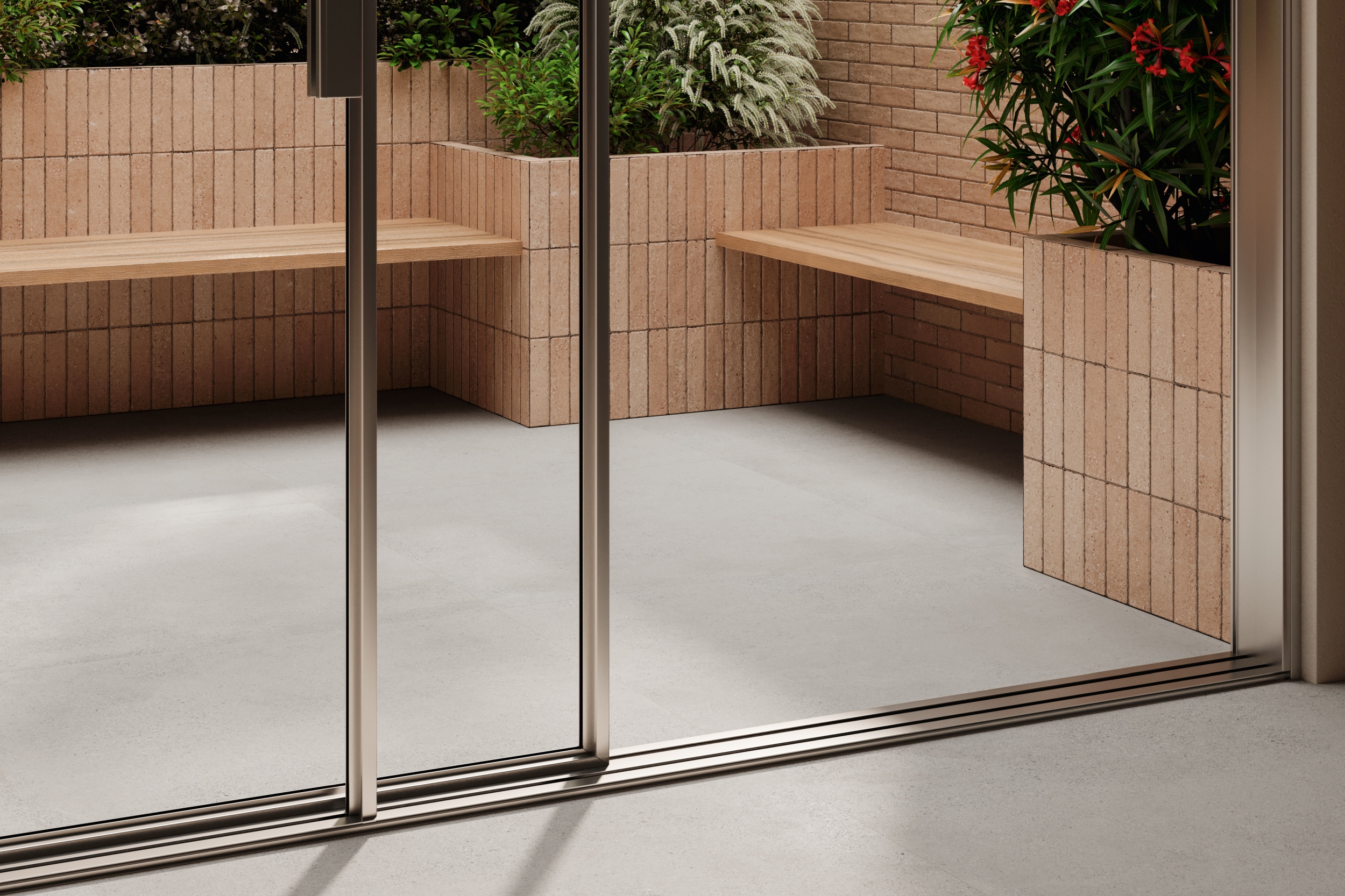 Fliese unregelmäßige Oberfläche 5x20 cm "Tetris Block Sand" beige matt