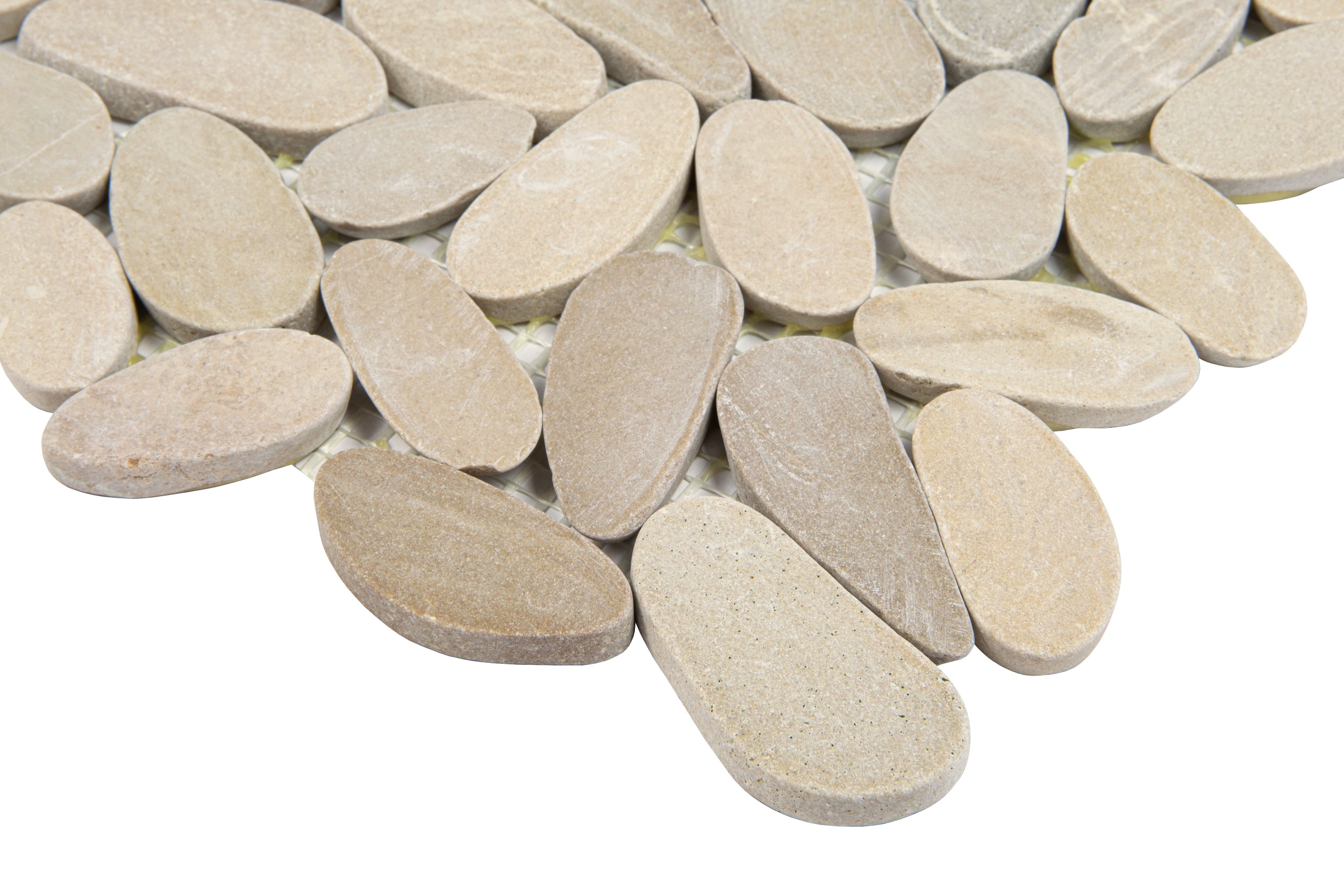 Mosaikfliesen Kiesel Stein geschnitten hell beige Naturstein-Fliesen Mosaik für Badezimmer