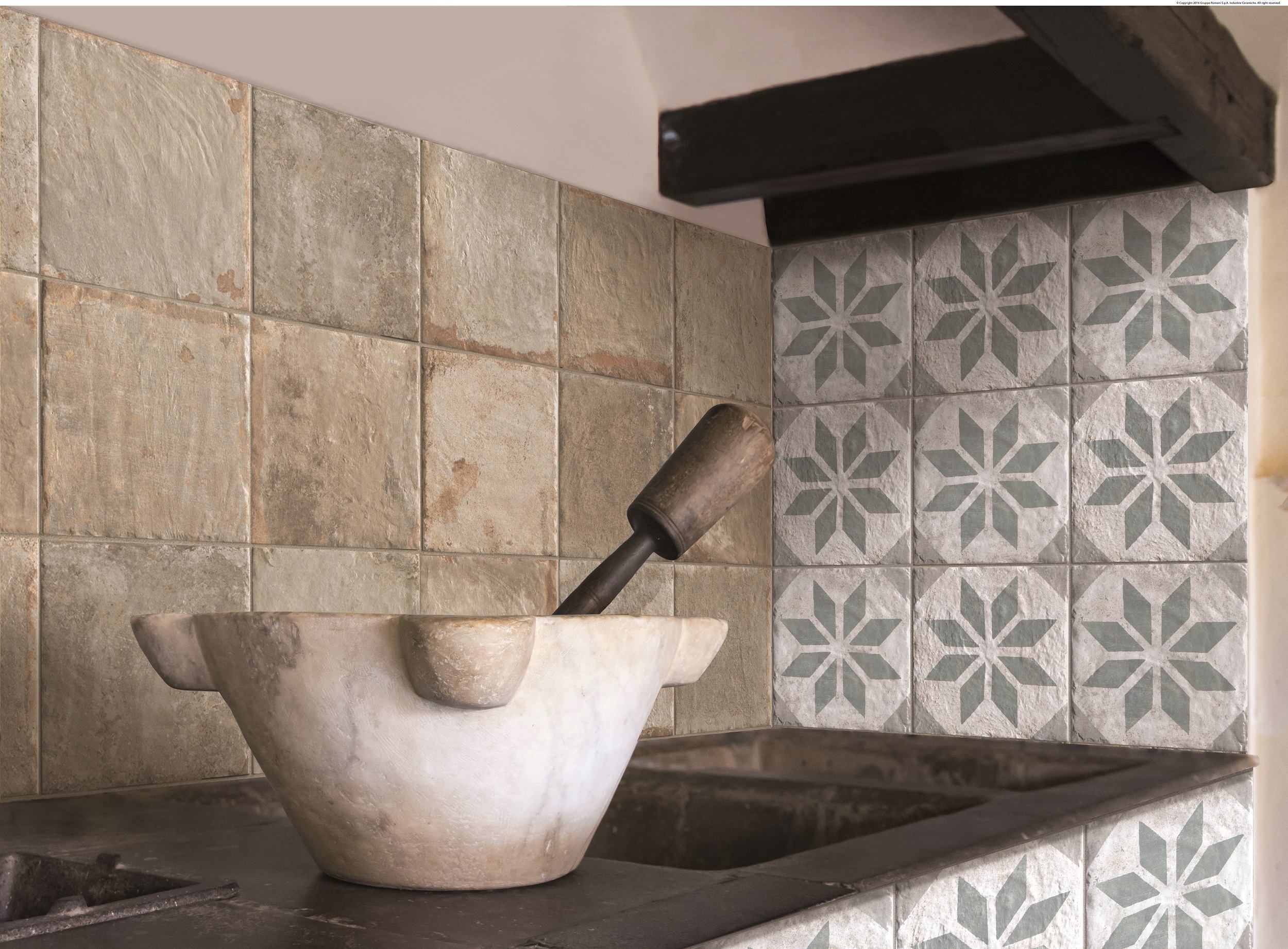 Fliese Vintage Retro grau beige Havana malecon Grigio CIR Farbmischung nach Zufall