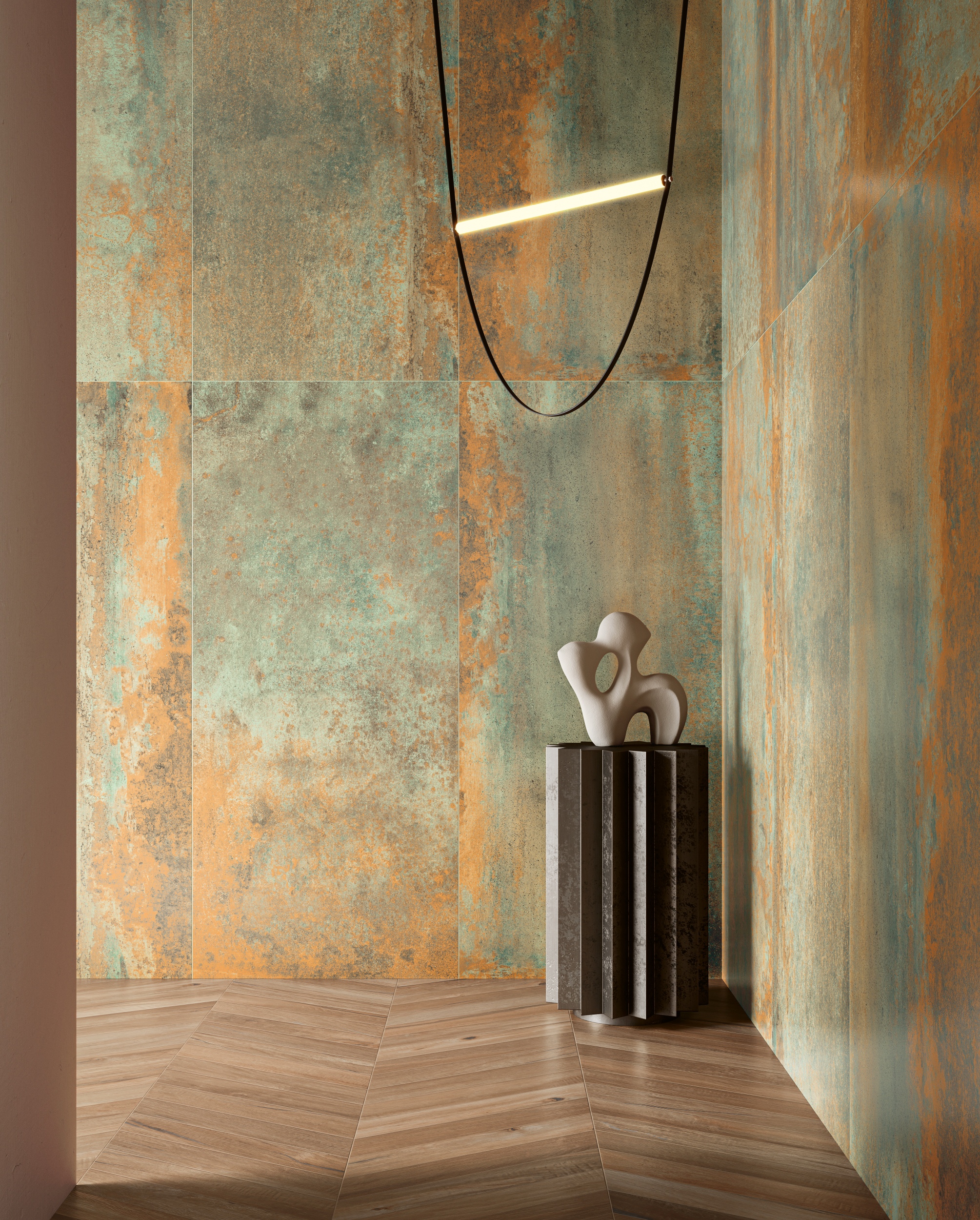 Fliese Metalloptik Serenissima Costruire Metallo Verde Bodenfliesen Wandfliesen Grünspan-Kupfer Rost