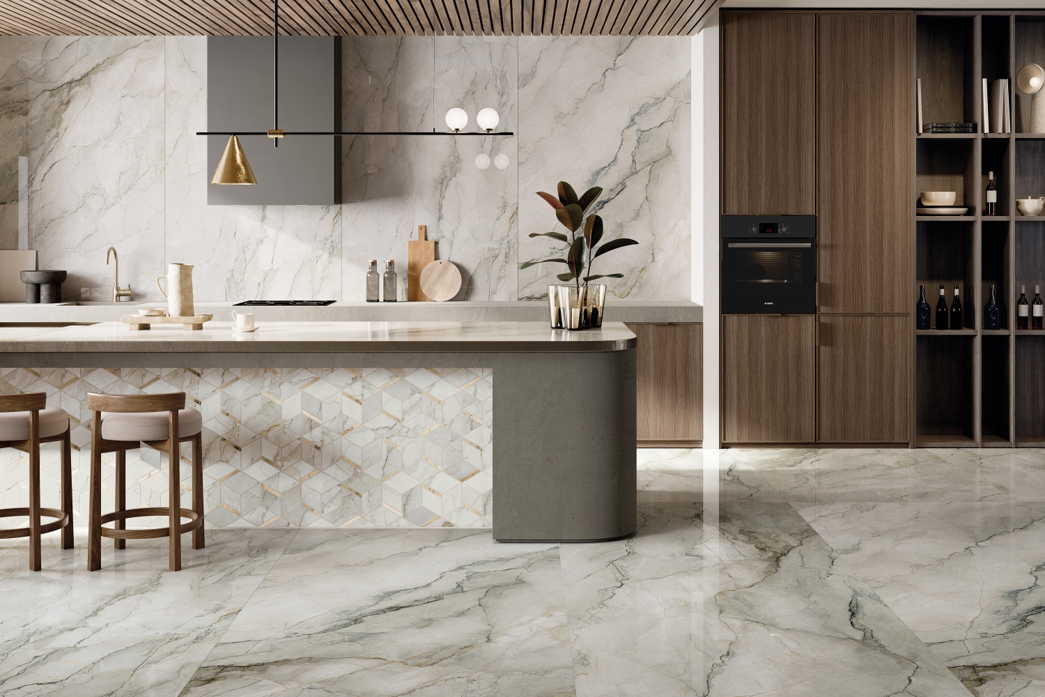 Ambiente La Fabbrica Fliese Marmoroptik Bolgheri Stone Sage 60x120 cm