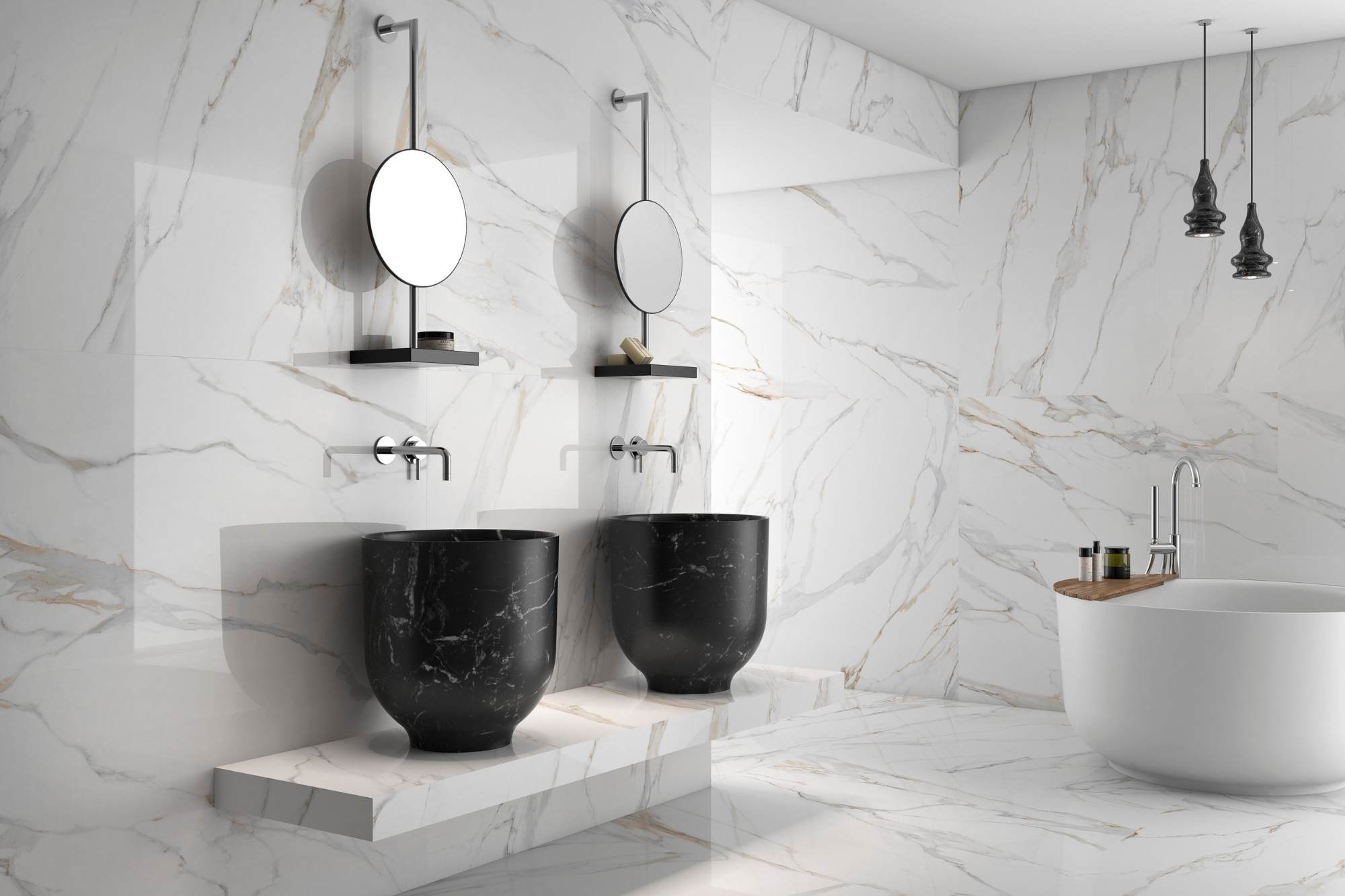 Fliese Marmor-Optik gold marmoriert glänzend poliert kalibriert Aurora Gold