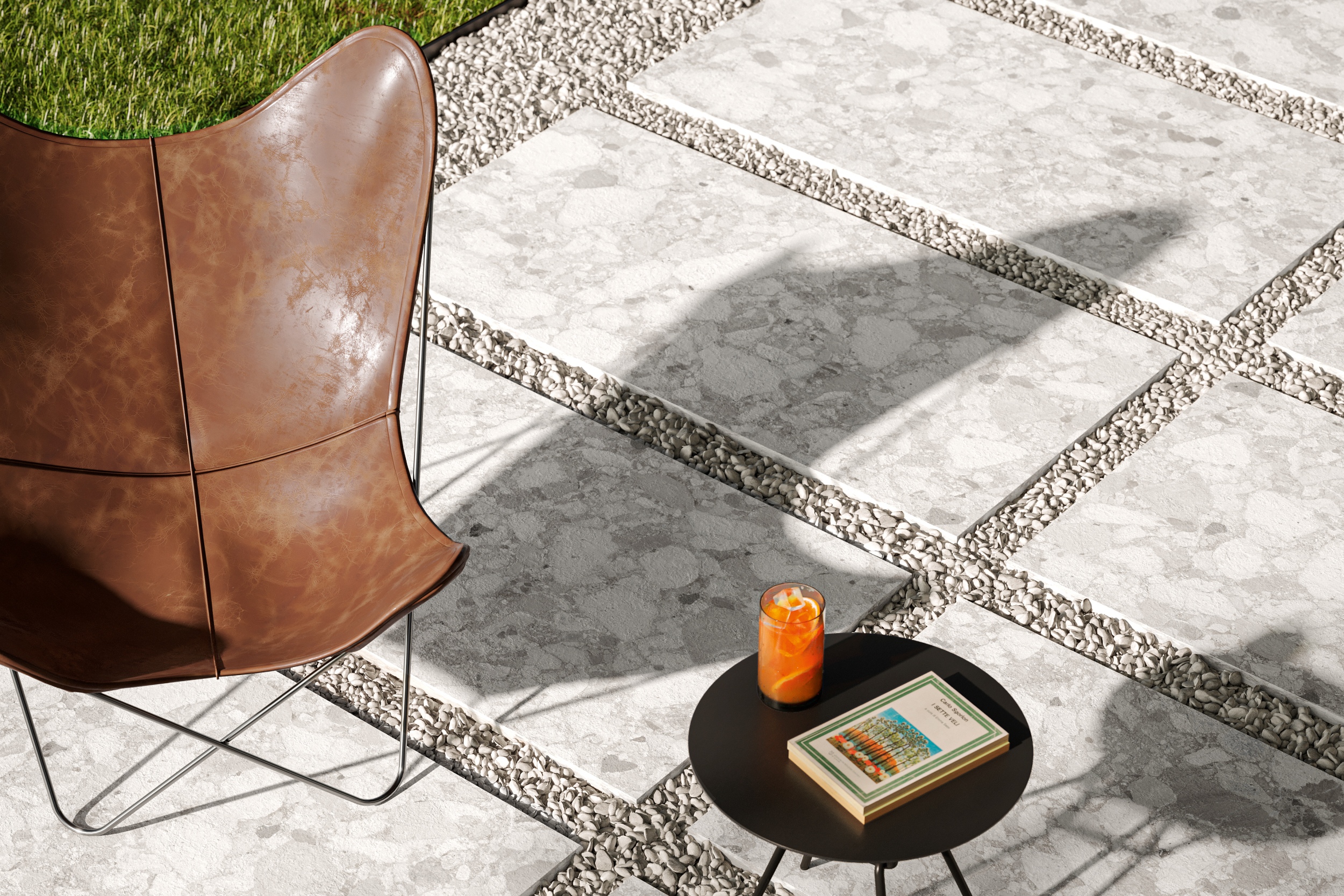 Terrassenplatte Terrazzo-Steinoptik "Venistone Pearl" creme