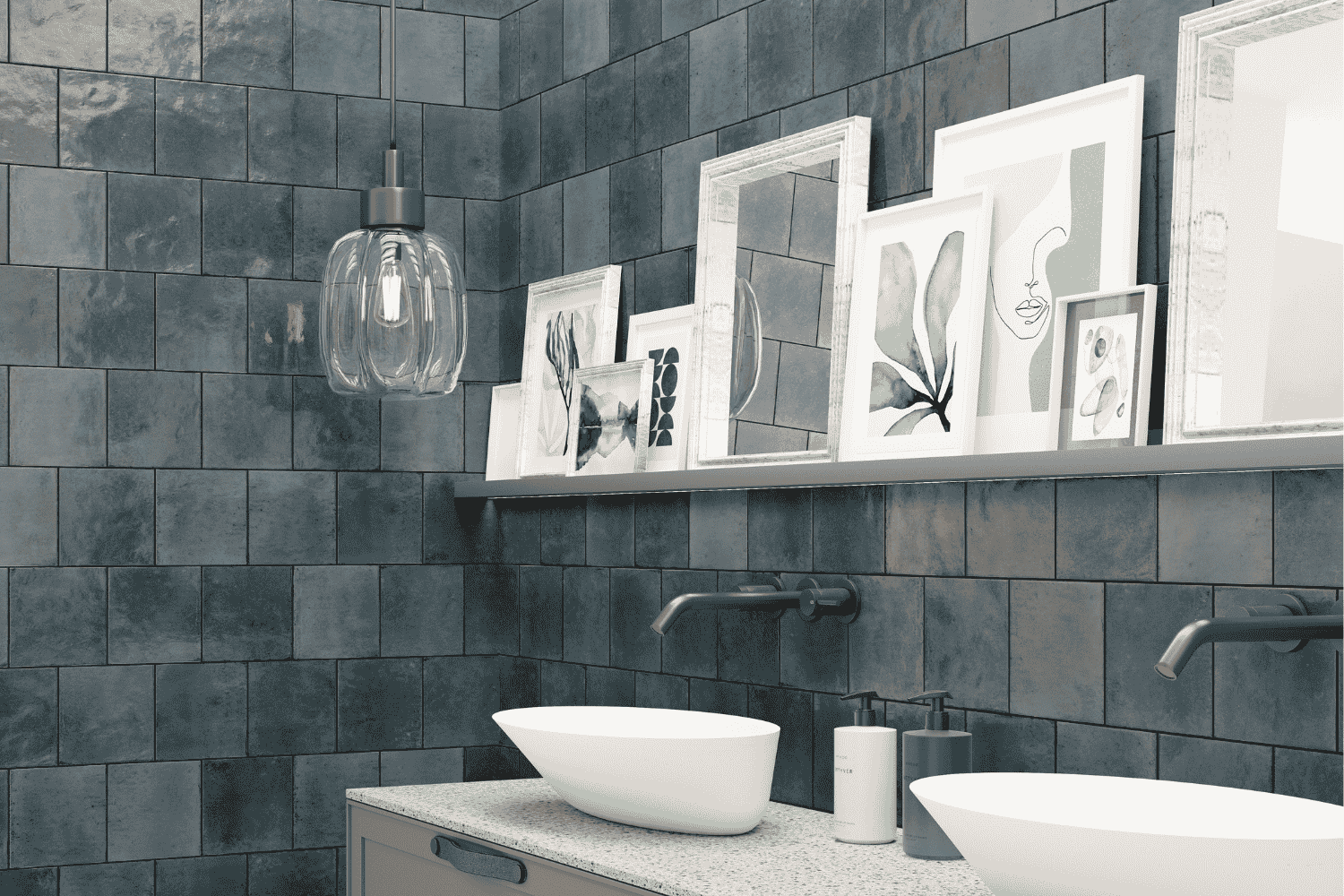 Zellige Wandfliese 15x15 cm "Agadir Lago" dunkelblau glänzend Feinsteinzeug