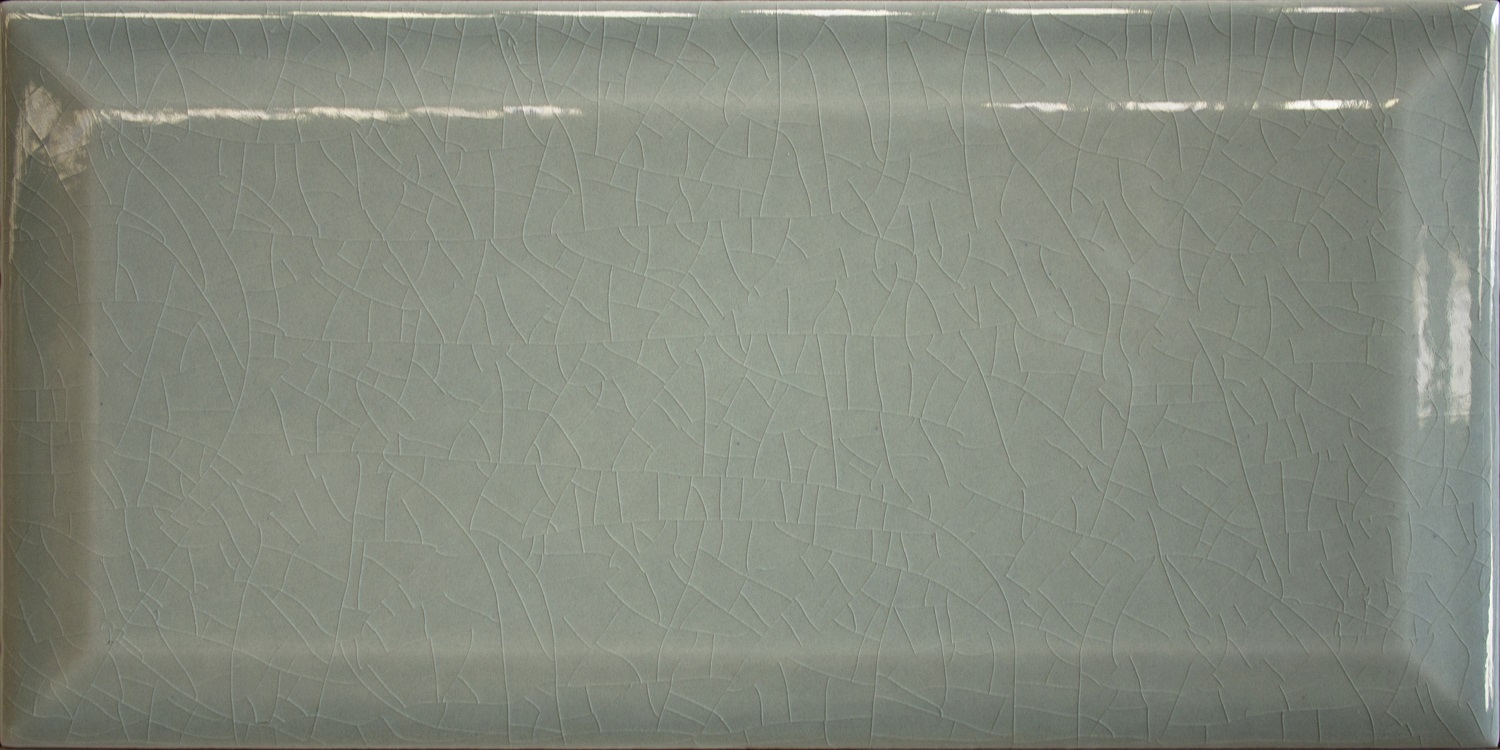 Metro Fliese Craquelé Krakelee antik grau-grün glänzend Facettenfliese