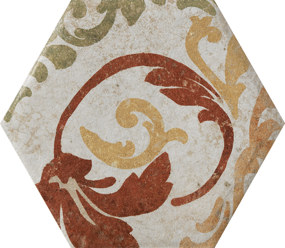 Fliese Dekor Hexagon "Cotto del Campiano Emiliane Mix" 15,8x18,3cm CIR (Farbmischung nach Zufall)