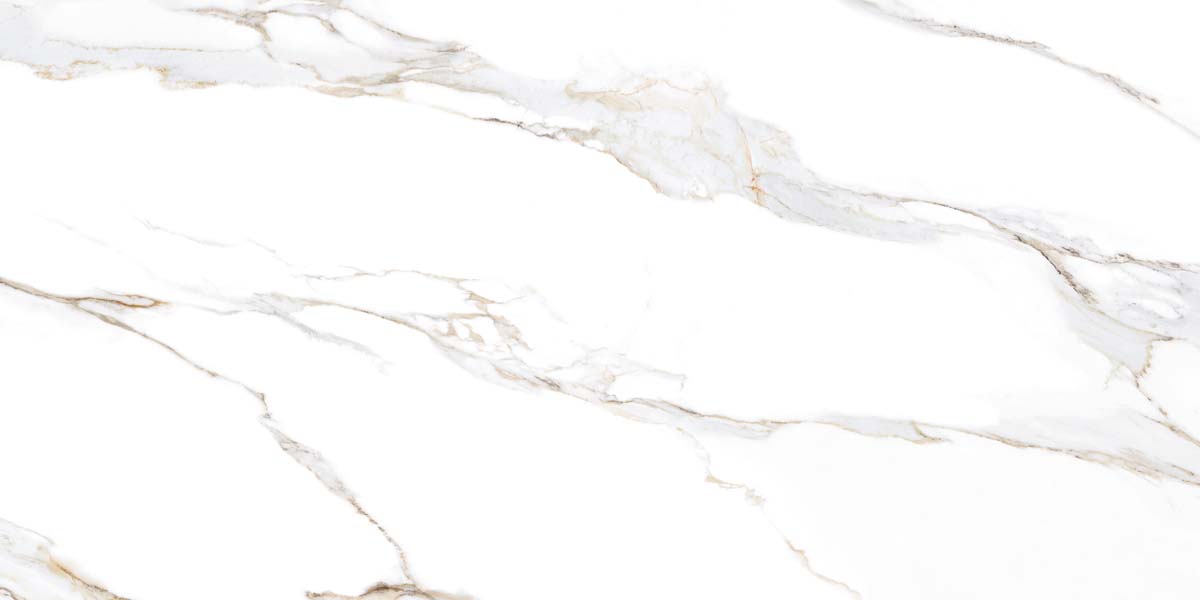 Fliese Marmoroptik weiß gold 60x120 cm marmoriert "Aurora Gold" matt rektifiziert