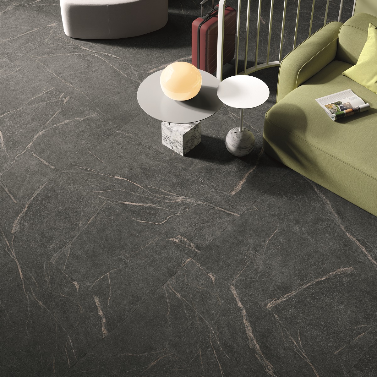 Fliese Speckstein-Optik schwarz matt Soap Stone Black Cercom