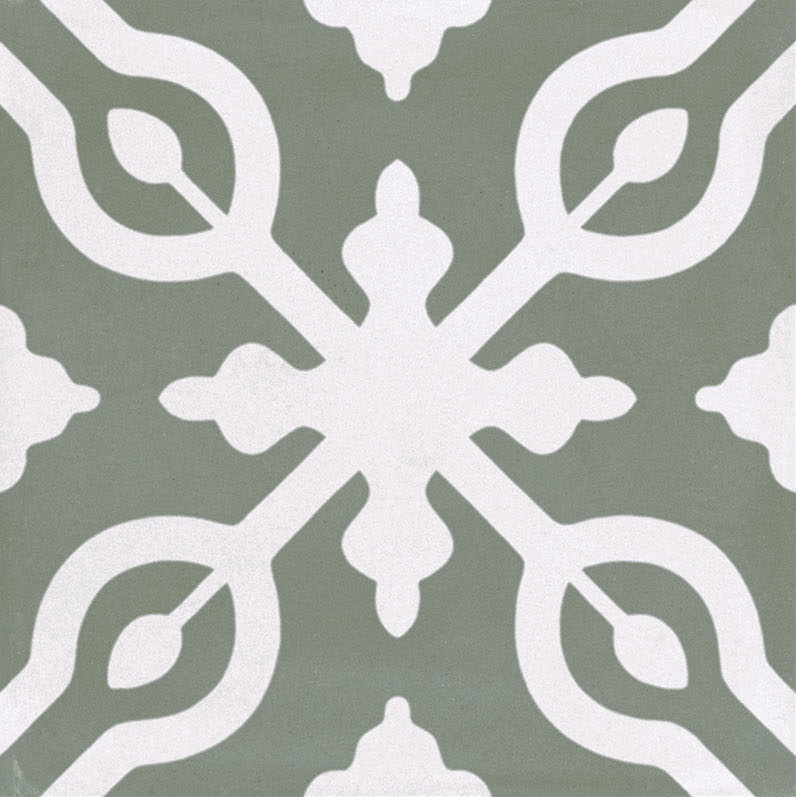 Fliese Patchwork Dekor Zementoptik grün weiß 20x20 cm "Contrasti Tappeto 9" Ragno by Marazzi