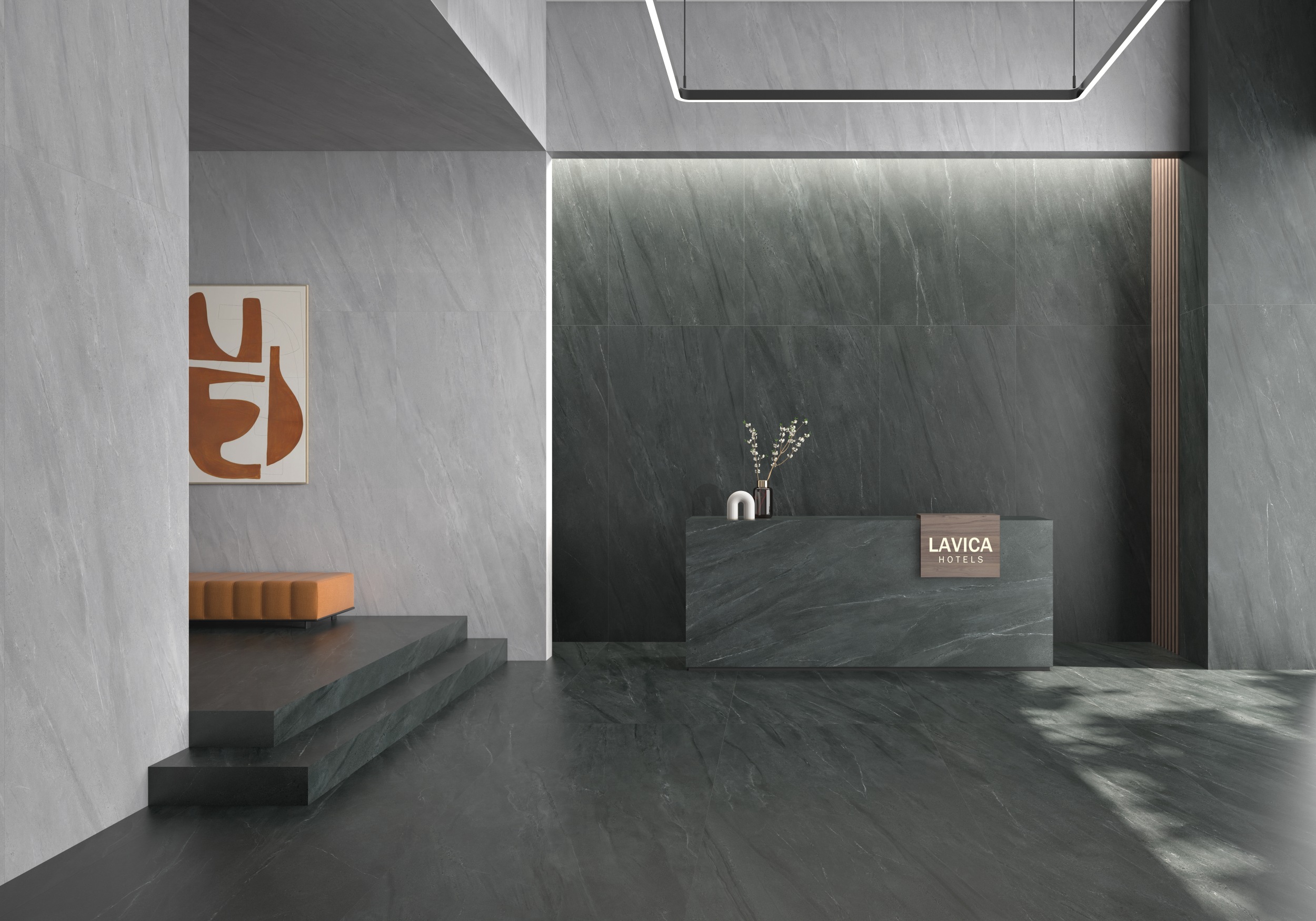 XXL-Fliese Steinoptik Lavica Mica 120x280 cm anthrazit Großformat-Fliese