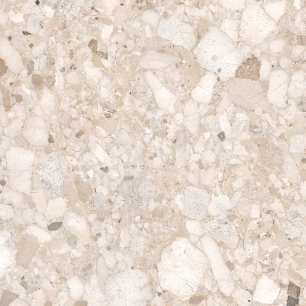 Fliese Terrazzo-Steinoptik beige matt 90x90 cm "Veni Beige" rektifiziert