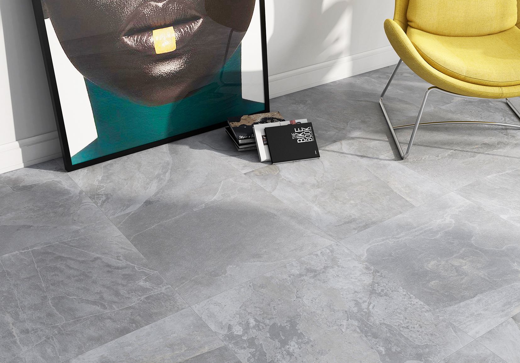 Fliese Schiefer Optik grau matt Großformat kalibriert Makai Gris