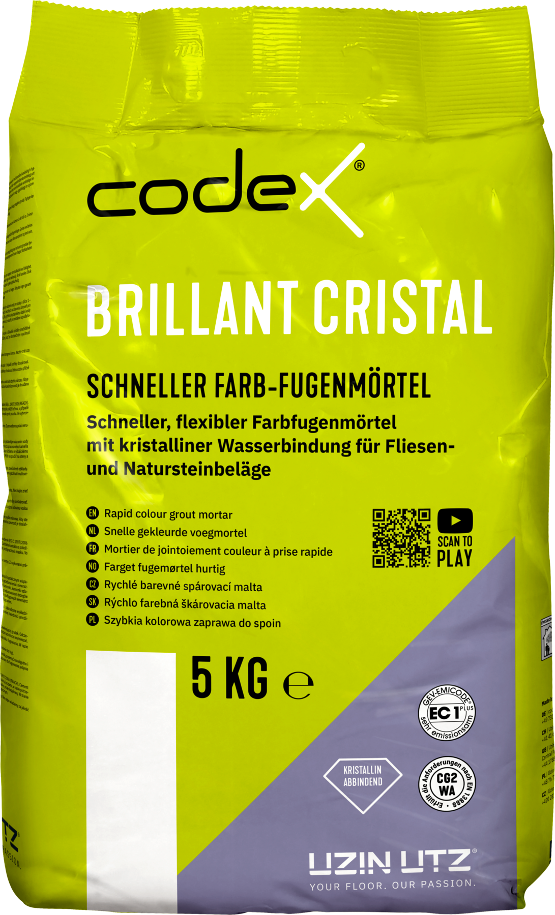Fugenmörtel "Codex Brillant Cristal" für Naturstein Fliesen 5kg schnellerhärtend & flexibel