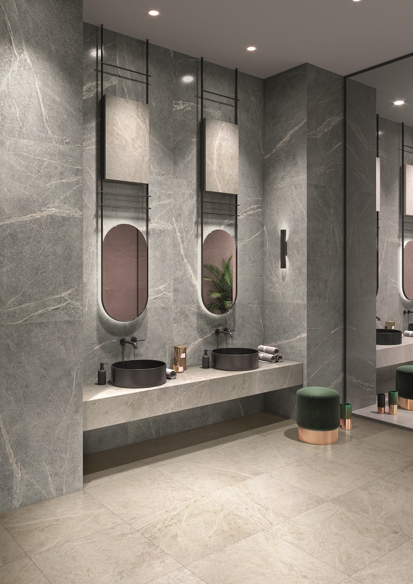 Fliese Speckstein-Optik grau matt Soap Stone Grey Cercom