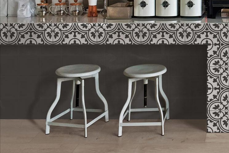 Fliese Zementoptik schwarz 20x20 Feinsteinzeug "Contrasti Antracite" Ragno by Marazzi