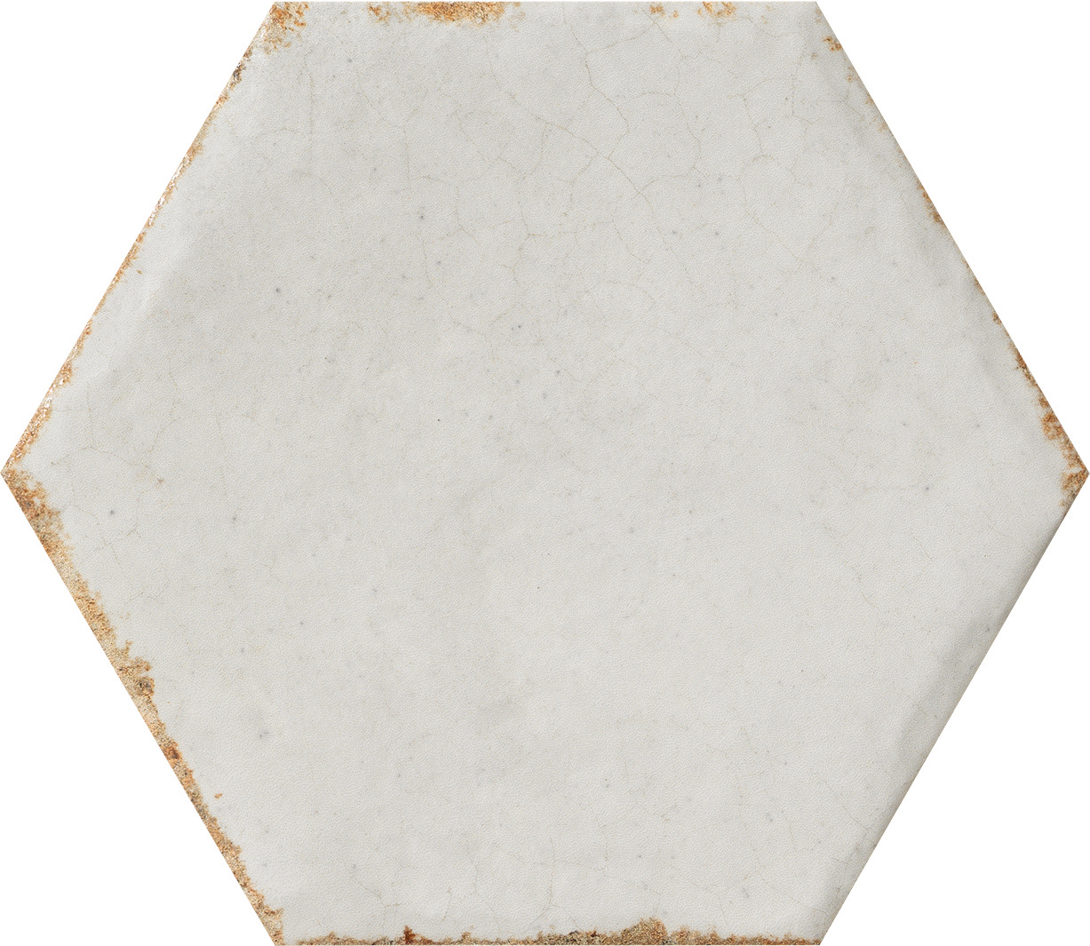 Fliese Hexagon Vintage Shabby "Cotto del Campiano Bianco Antico" 15,8x15,8cm CIR weiß