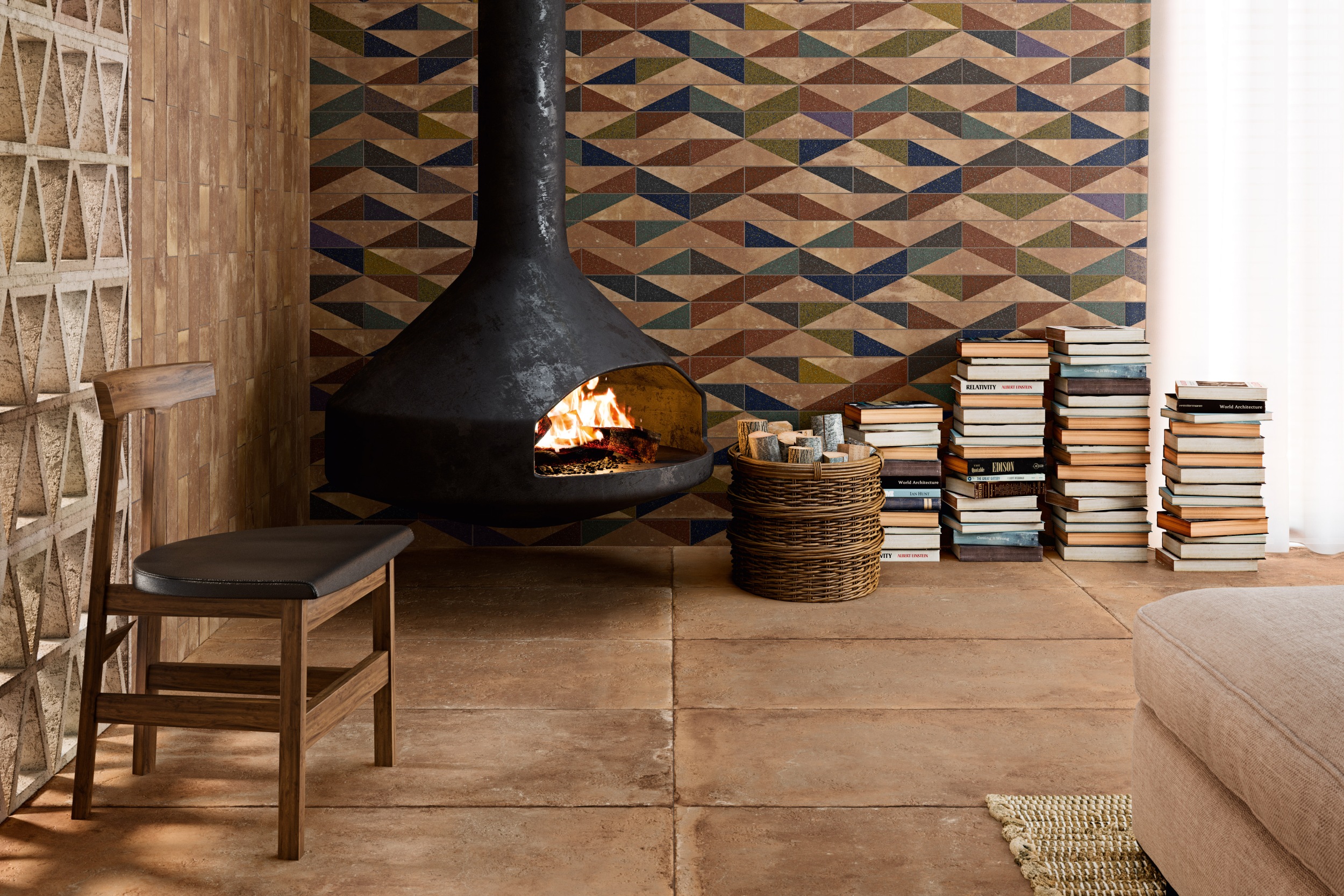 Terrassenplatte Terracotta-Optik Aparici Cotta Rosso Steinoptik rot-braun Ambiente