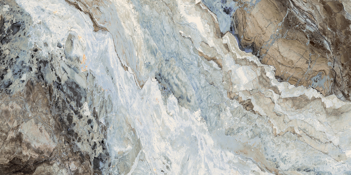 Fliese Marmoroptik blau schwarz marmoriert 60x120 cm glänzend "Mystic Ocean poliert"