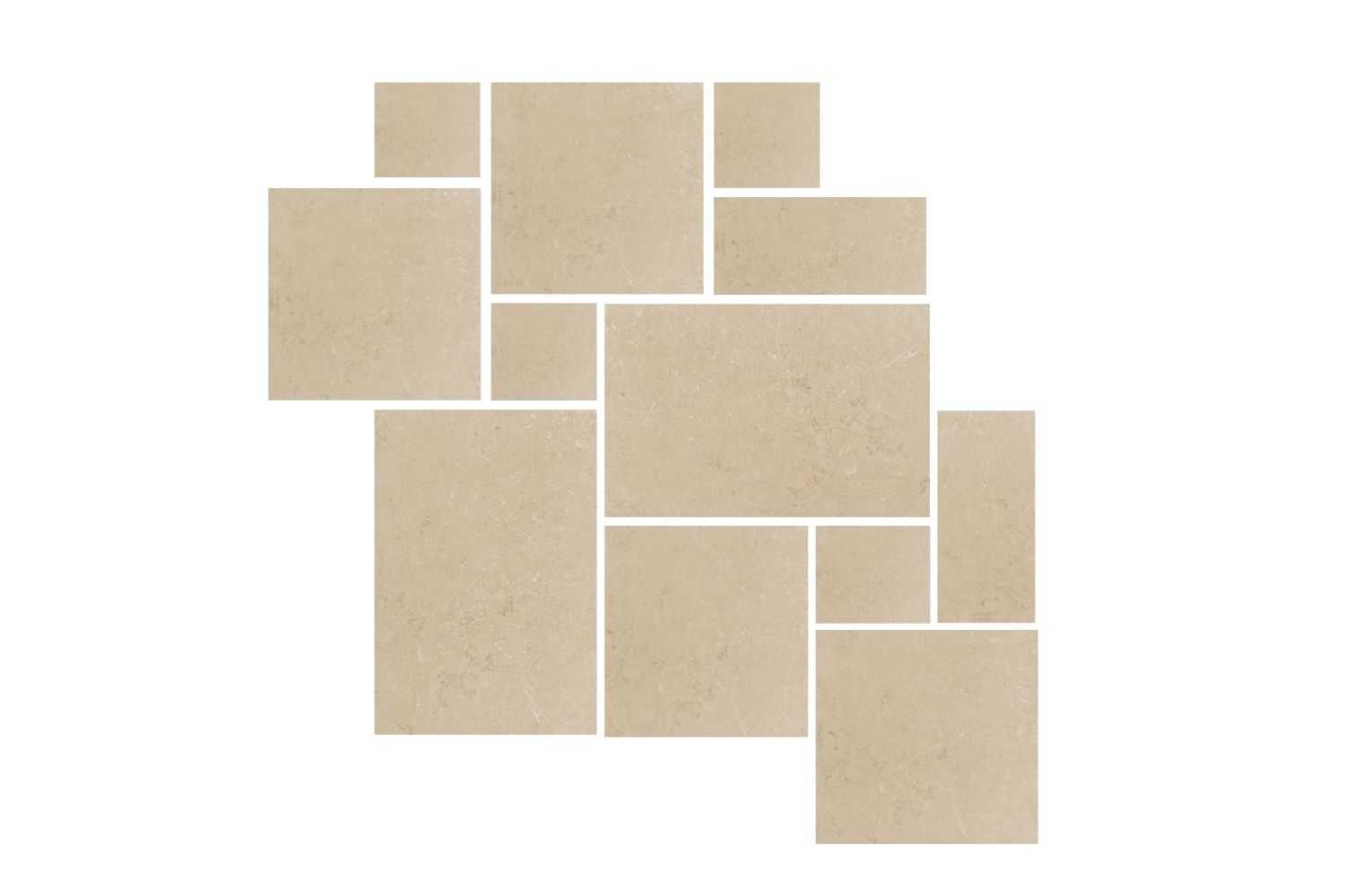 Bodenfliesen-Set Römischer Verband Natursteinoptik | fertiges Set mit verschiedenen Größen | "Contrada Valente Chianca"