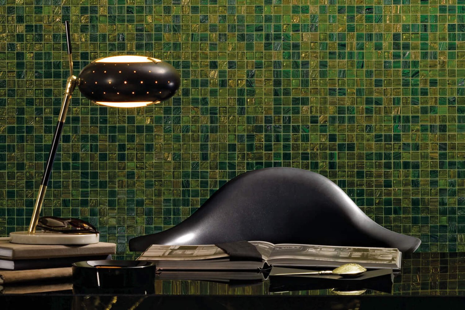 Bisazza Mosaikfliesen "l'Elba" grün glänzend 32,2x32,2cm netzverklebt