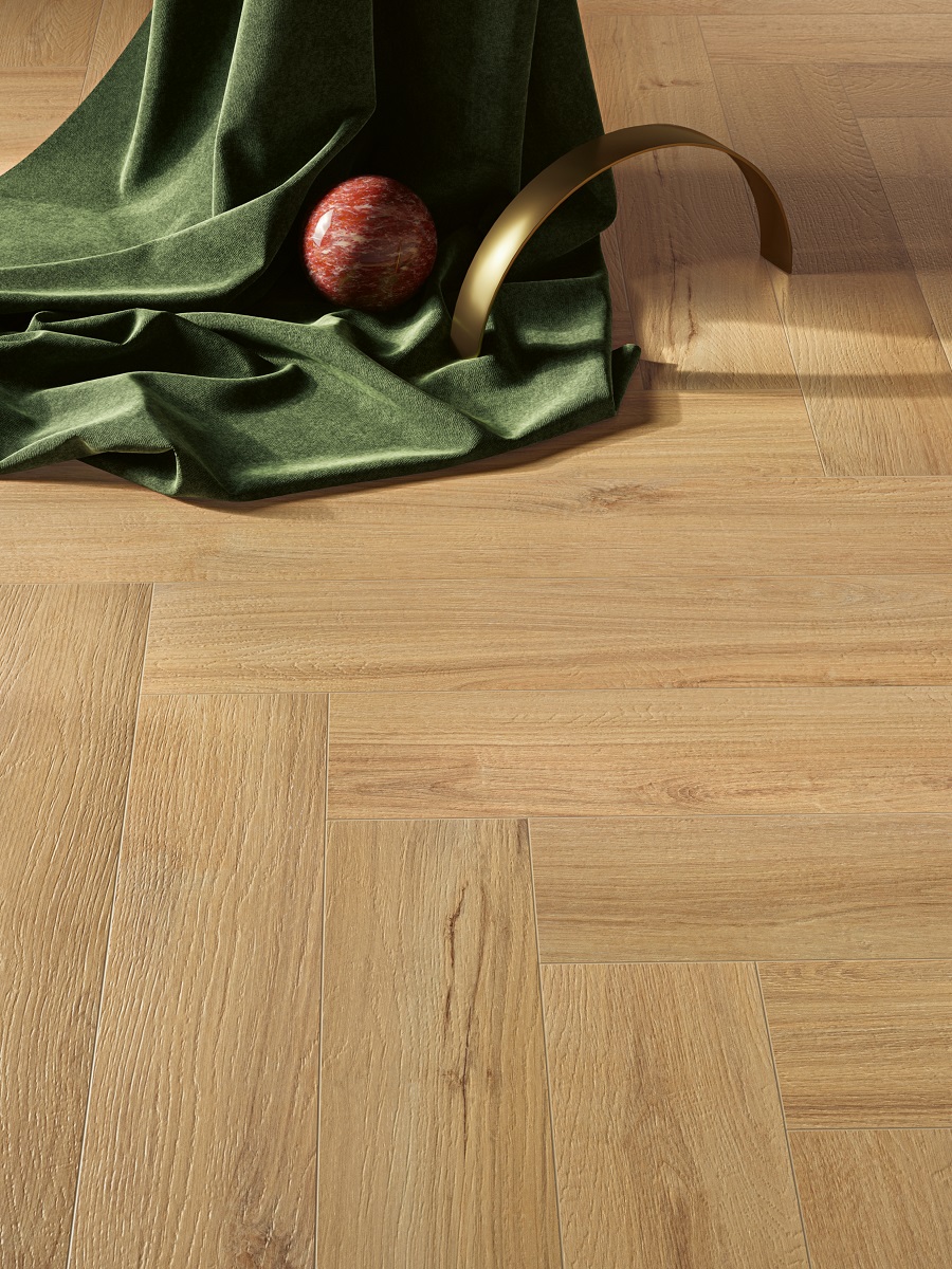 Fliese Holzoptik Fischgrät Herringbone junge Eiche I Roveri Rovere Naturale