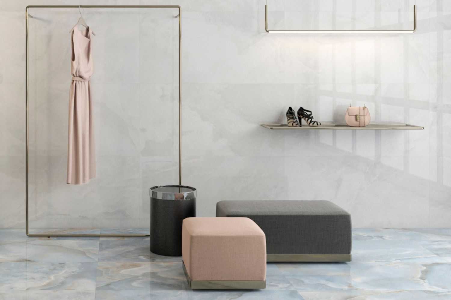 Fliese Achat-Optik weiß marmoriert glänzend Onix White