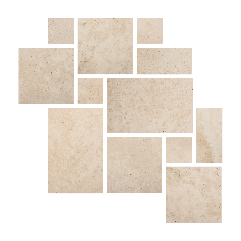 Fliese Römischer Verband Steinoptik Terracotta Multiformat-Modul "In Falda Marmo Primavera"