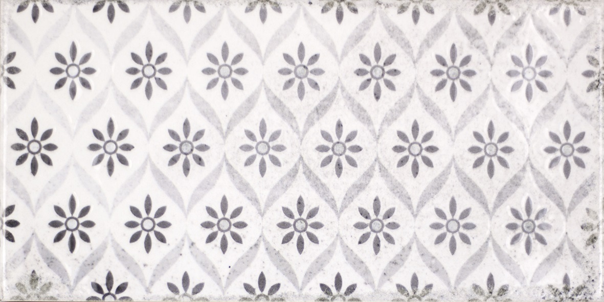 Dekorfliese Mix mediterran Retro Vintage grau glänzend Vita Nebbia Decor Mix Fabresa