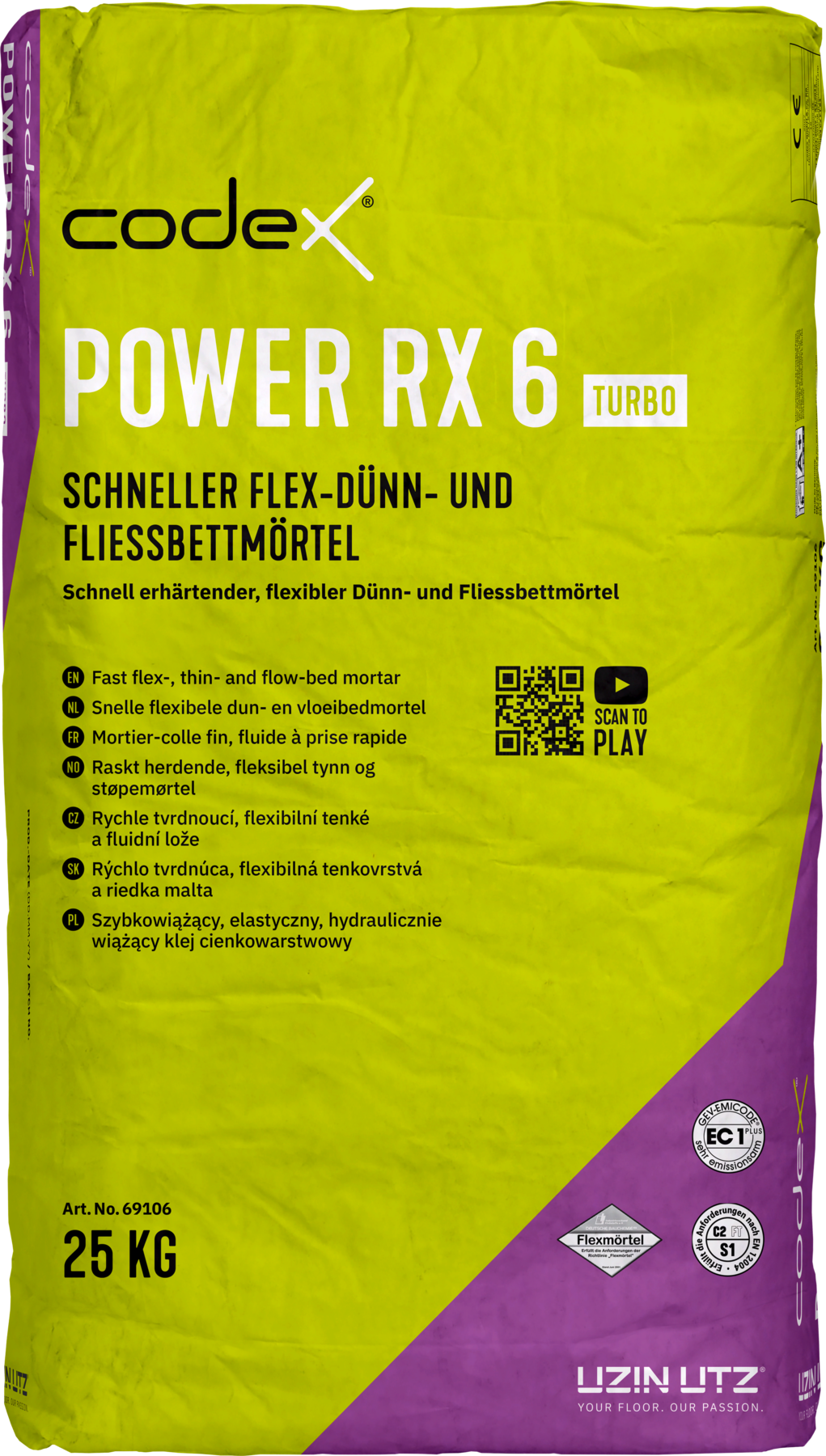 Fliesenkleber Schnellkleber "Codex Power RX 6 Turbo" schnell erhärtend 25 kg