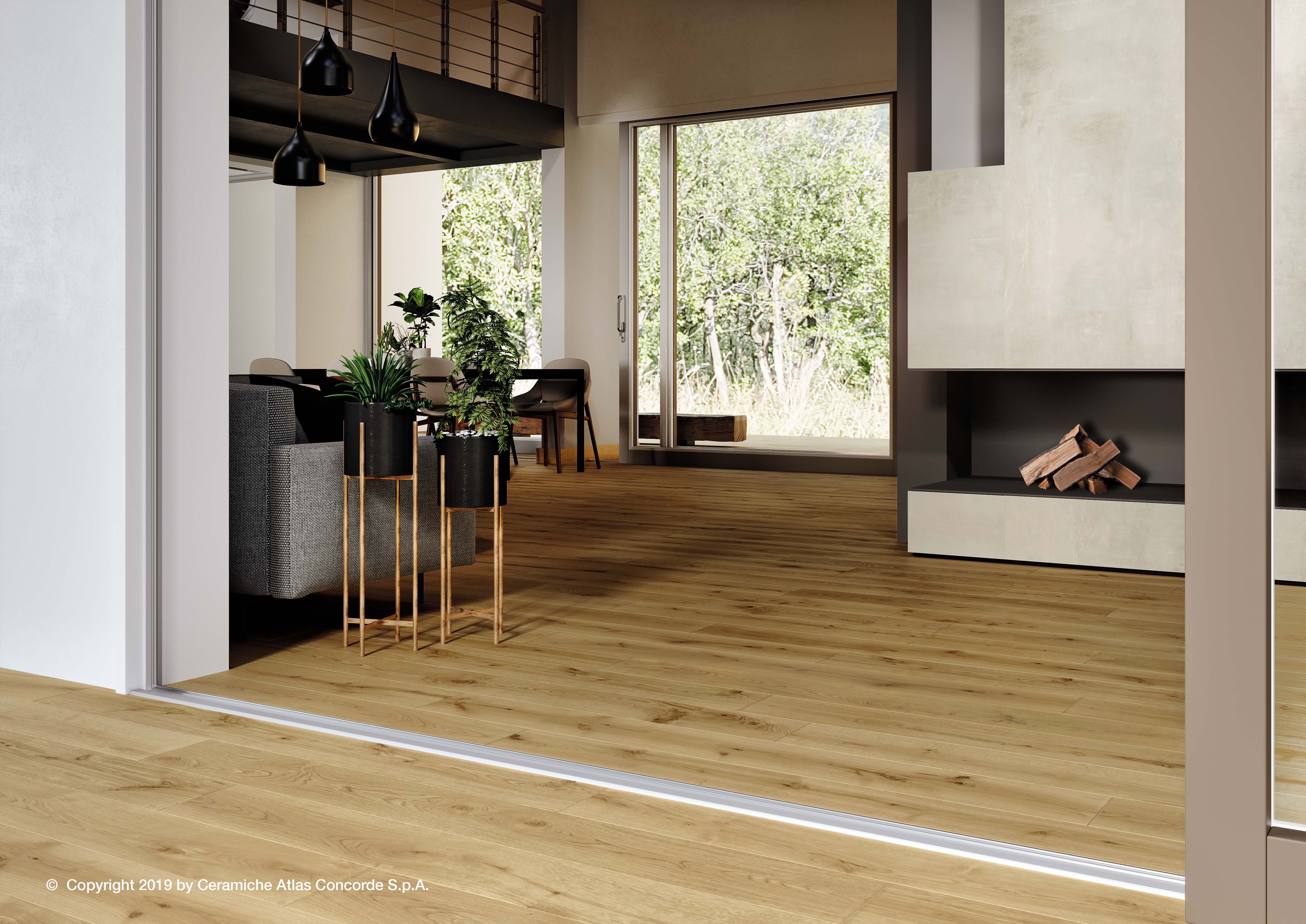 Fliese Holzoptik Eiche hellbraun Exence Almond Atlas Concorde