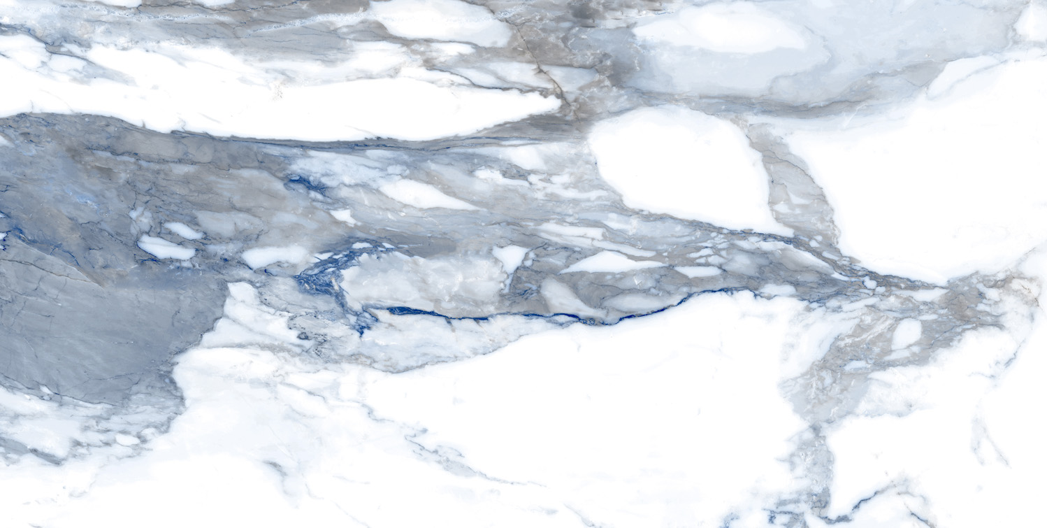 Fliese blau marmoriert Paonazzetto-Marmor-Optik poliert kalibriert Crash Blue