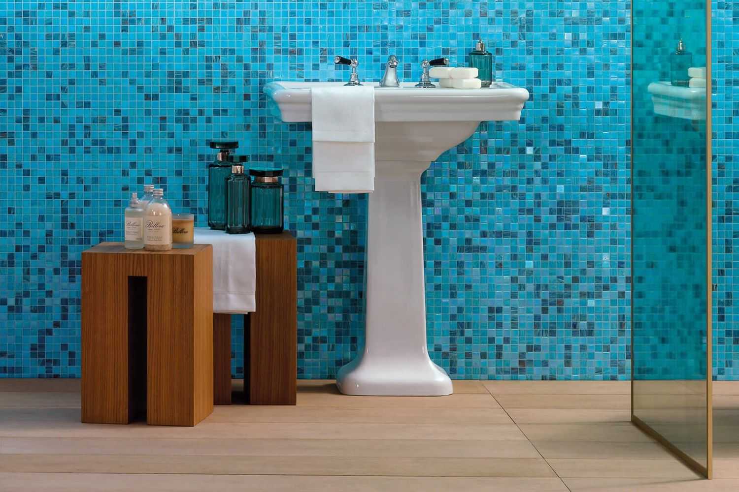 Bisazza Glas Mosaik "Sophia" hellblau mix glitzernd
