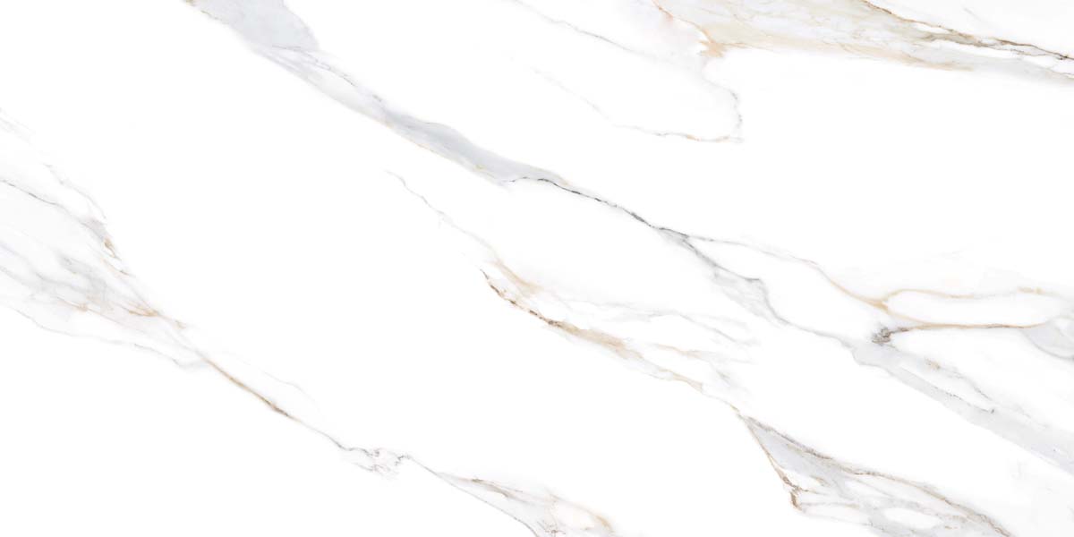 Fliese Marmoroptik weiß gold 60x120 cm marmoriert "Aurora Gold" matt rektifiziert