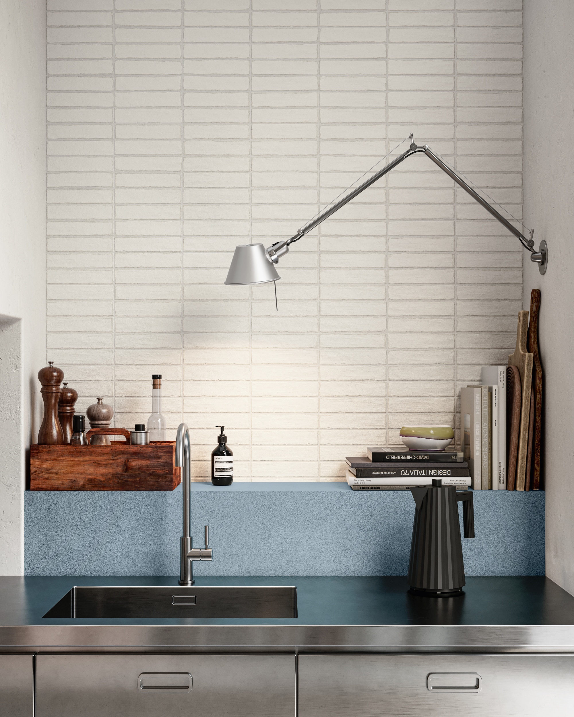 Wandfliesen Klinker Riemchen Ziegel Bit White Sant Agostino cremeweiß weiß in Küche