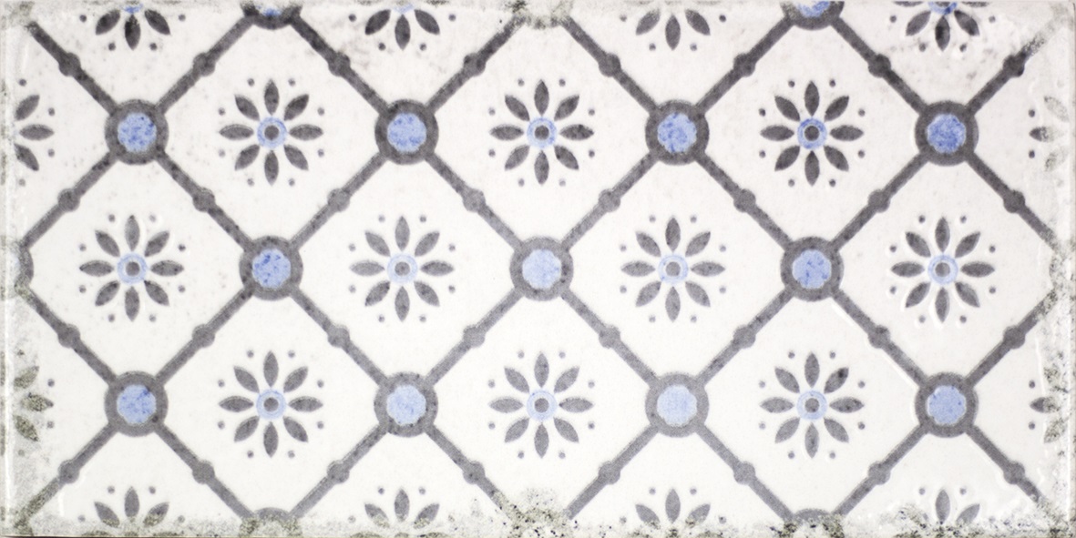 Dekorfliese Mix mediterran Retro Vintage blau glänzend Vita Mare Decor Mix Fabresa