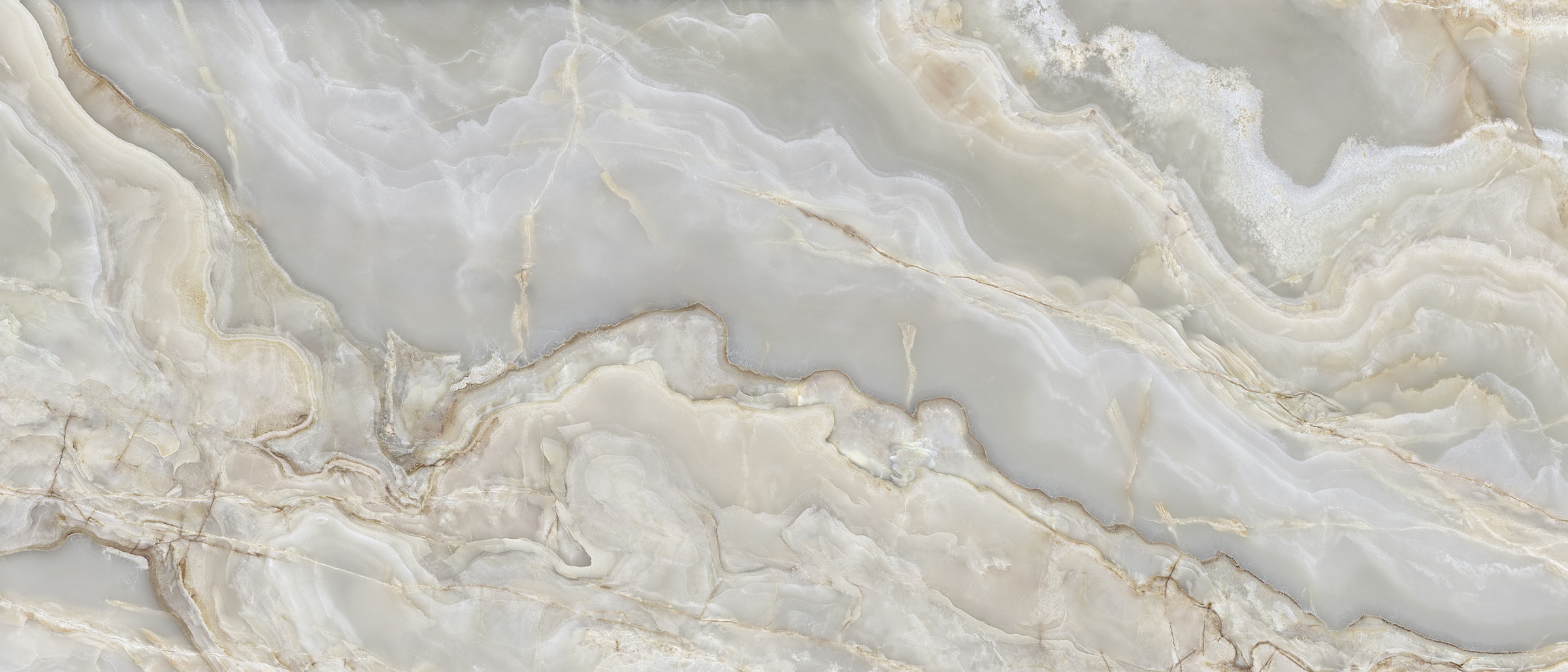XXL-Fliese Marmoroptik Onice Iride Argento 120x280 cm beige creme Großformat-Fliese La Fabbrica
