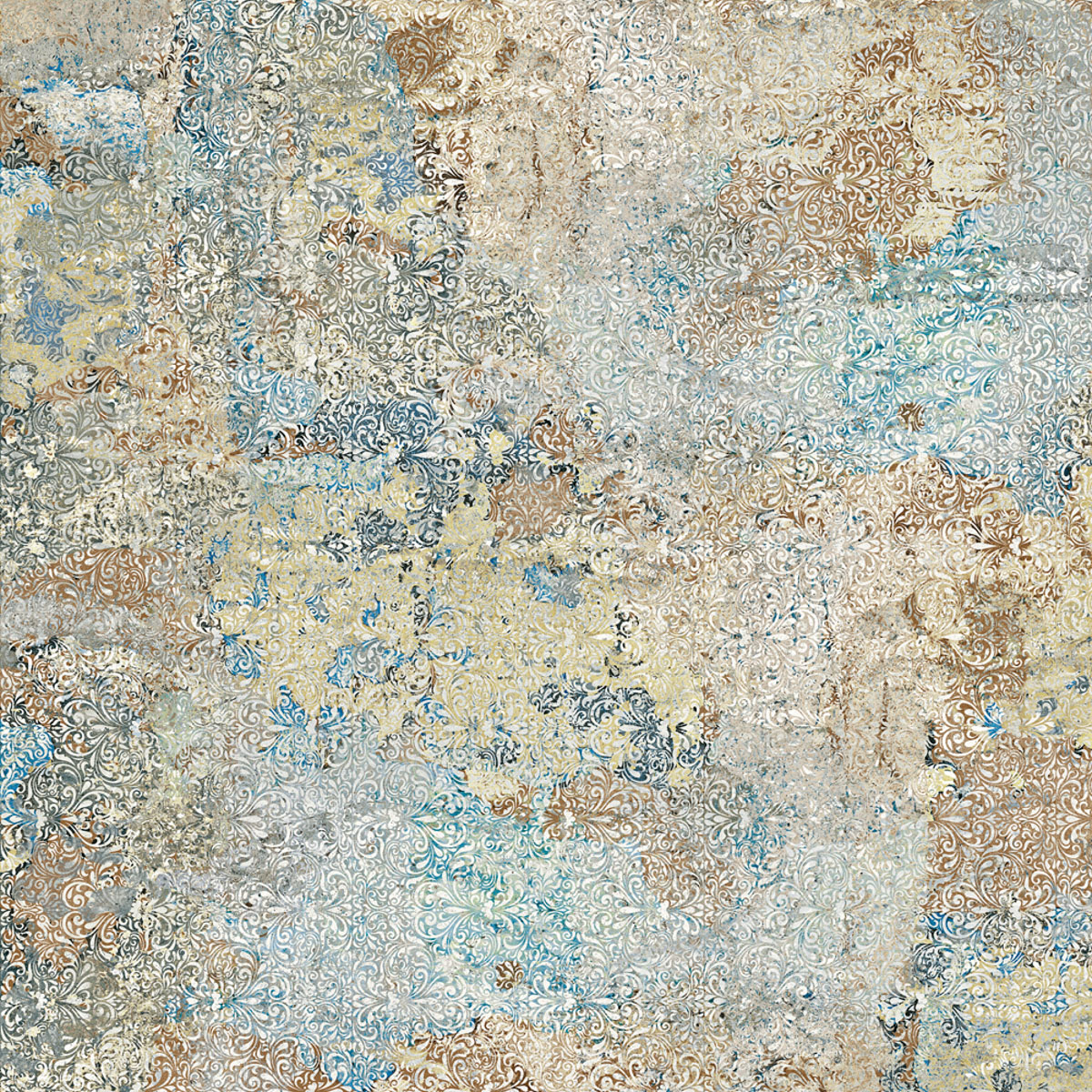 Retro Fliese Vintage Teppichoptik 100x100 cm „Carpet Vestige natural“ Dekorfliese Feinsteinzeug