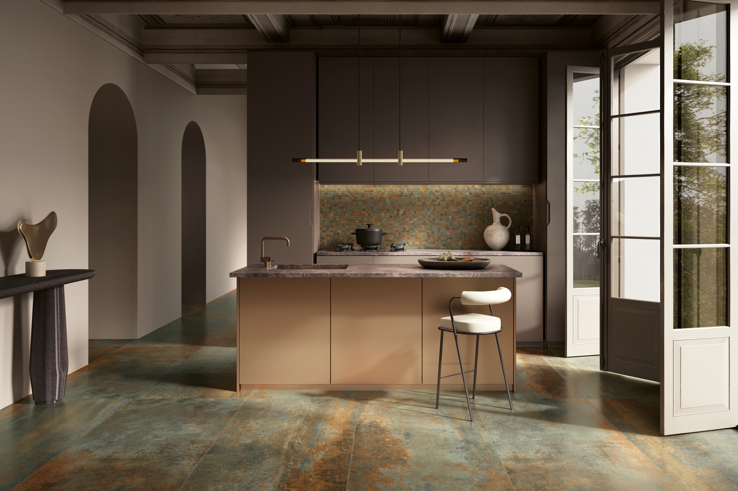 Fliese Metalloptik Serenissima Costruire Metallo Verde Bodenfliesen Wandfliesen Grünspan-Kupfer Rost