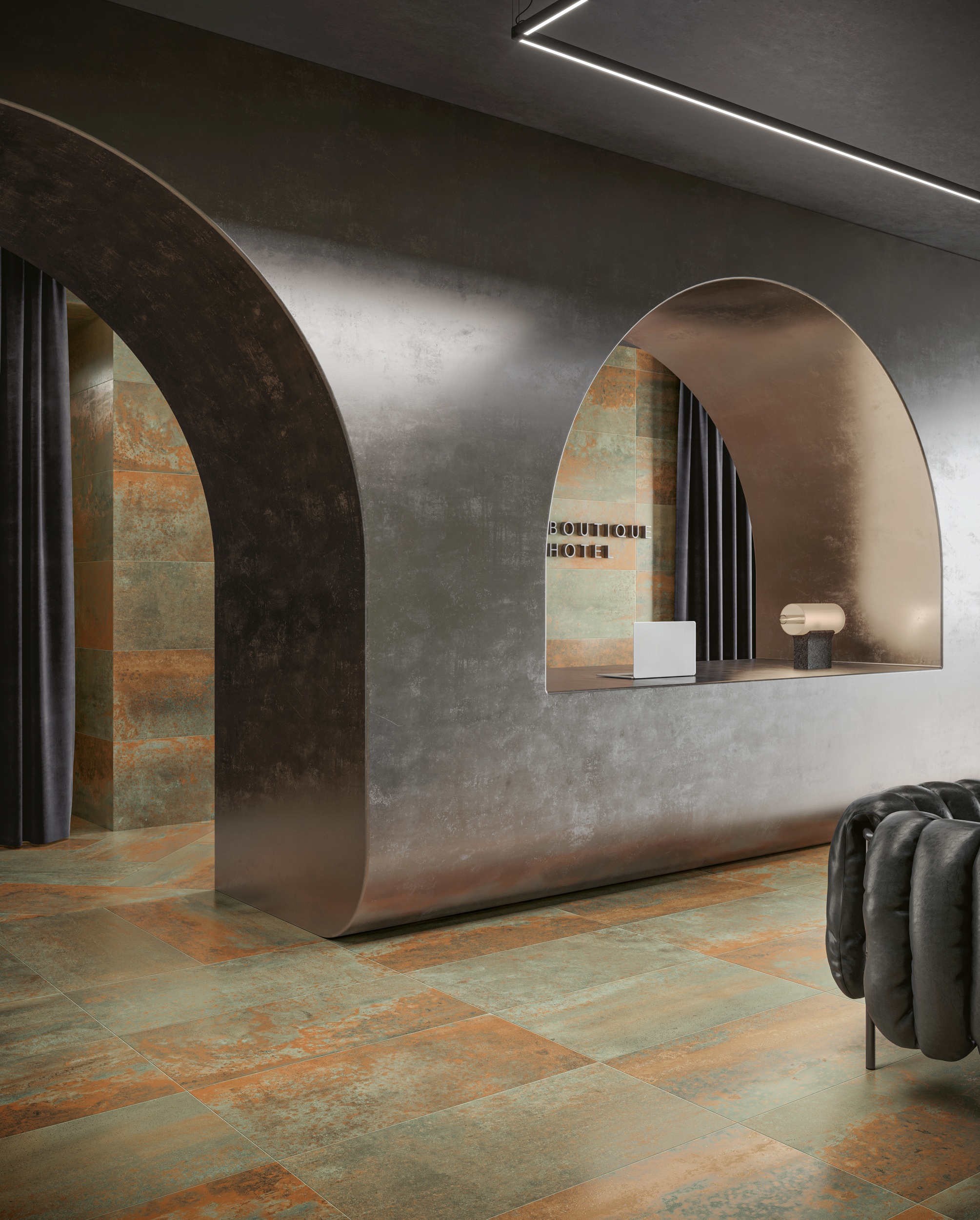 Fliese Metalloptik Serenissima Costruire Metallo Verde Bodenfliesen Wandfliesen Grünspan-Kupfer Rost