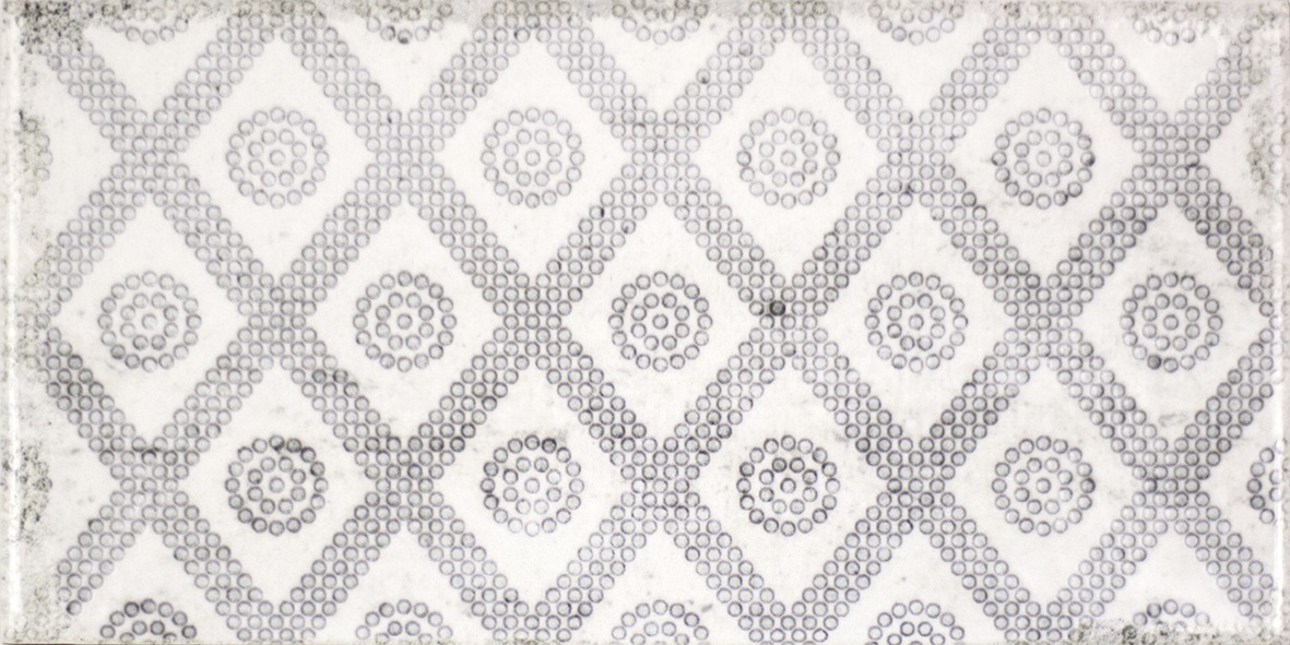 Dekorfliese Mix mediterran Retro Vintage grau glänzend Vita Nebbia Decor Mix Fabresa